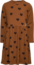 Basic Hearts Ls Dress Tencel™ Dresses & Skirts Dresses Casual Dresses Long-sleeved Casual Dresses Brown Mini Rodini