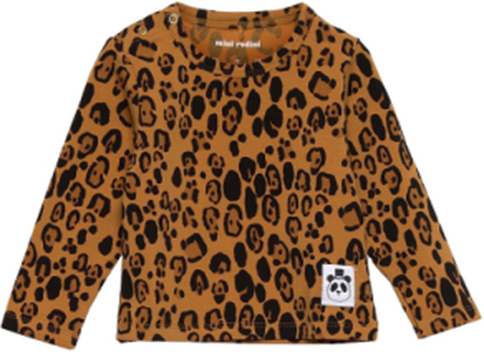 Basic Leopard Ls Tee Tencel™ T-shirts Long-sleeved T-shirts Brun Mini Rodini*Betinget Tilbud
