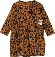 Basic Leopard Ls Dress Tencel™ Dresses & Skirts Dresses Casual Dresses Long-sleeved Casual Dresses Brown Mini Rodini