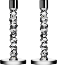 Carat Candlestick Silver 2-Pack Home Decoration Candlesticks & Lanterns Candlesticks Nude Orrefors