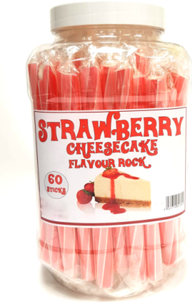 60 stk Strawberry Cheesecake Rock Stick Godisstänger med Jordgubbstårte-Smak