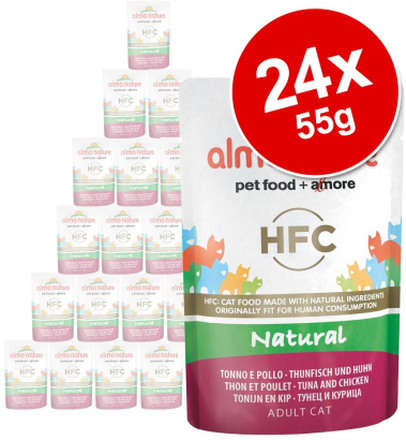 Sparpaket Almo Nature HFC Natural Pouch 24 x 55 g - Mix Huhn (3 Sorten)