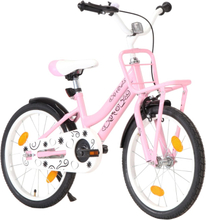 vidaXL Bici per Bambini con Trasportino Frontale 18'' Rosa e Nera