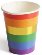 10 stk Regnbuekopper med Foliert Gullstripe 266 ml - Golden Rainbow