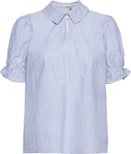 Cuolena Blouse Tops Blouses Short-sleeved Blue Culture