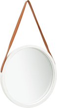 vidaXL Specchio da Parete con Cinghia 50 cm Bianco