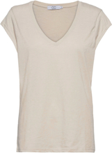 Cc Heart Basic V-Neck T-Shirt T-shirts & Tops Short-sleeved Creme Coster Copenhagen*Betinget Tilbud