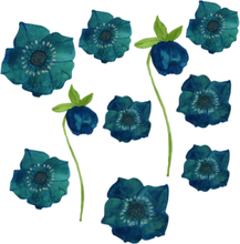 Wall Sticker Blue Flowers 10 Pcs. Home Kids Decor Wall Stickers Nature Multi/mønstret That's Mine*Betinget Tilbud