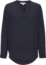 Blouse Made Of Lenzing™ Ecovero™ Viscose Tops Blouses Long-sleeved Blue Esprit Casual