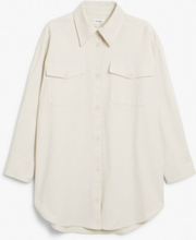 Oversized cotton shirt dress - Beige