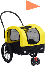 vidaXL 2-i-1 sykkeltilhenger og joggevogn for kjæledyr gul og svart