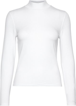 Cotton Modal Ls Mock Neck Tops Knitwear Turtleneck White Calvin Klein