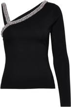 "Shoulder Detail Knit Top Designers Knitwear Jumpers Black Karl Lagerfeld"