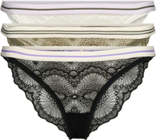 3-Pack Wave Lace Ray Tanga Lingerie Panties Brazilian Panties Svart Becksöndergaard*Betinget Tilbud
