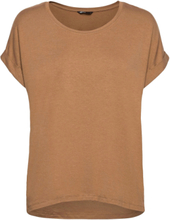 Onlmoster S/S O-Neck Top Jrs T-shirts & Tops Short-sleeved Brun ONLY*Betinget Tilbud