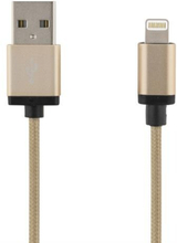 DELTACO PRIME USB-synk-/latauskaapeli iPod, iPhone ja iPad:ille, kangaspäällyste
