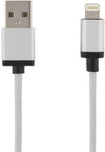 DELTACO PRIME USB-synk-/latauskaapeli iPod, iPhone ja iPad:ille, 2m, hopea