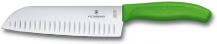 Blister coltello Santoku lama alveolata 17 cm verde - Victorinox Swissclassic
