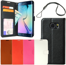 Äkta läderfodral plånbok Samsung Galaxy S6 Edge ID/Foto ficka