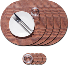 "Gift Set Mat Circle Xl Croco 4 Pcs Home Textiles Kitchen Textiles Placemats Pink LIND DNA"