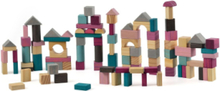 Wooden Building Blocks In Bucket With Sorter Lid 100 Pcs Toys Building Sets & Blocks Building Blocks Multi/mønstret Magni Toys*Betinget Tilbud