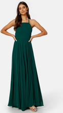 Goddiva High Neck Chiffon Maxi Dress Dark Green XL (UK16)
