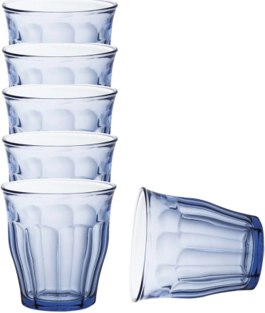 6x Drinkglazen/waterglazen blauw Picardie hardglas 25 cl
