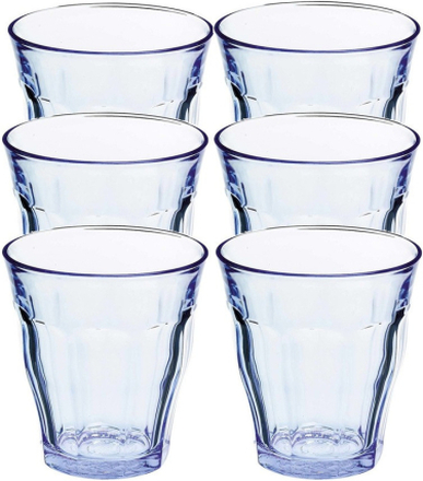 6x Drinkglazen/waterglazen blauw Picardie hardglas 22 cl
