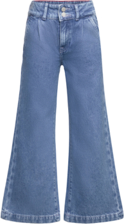 Wide Pleated Denim Pant Jeans Bootcut Jeans Blå Tommy Hilfiger*Betinget Tilbud