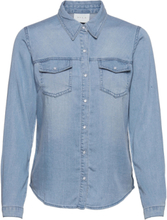 Vibista Denim Shirt-Noos Tops Shirts Long-sleeved Blue Vila