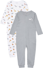 Nbnnightsuit 2P Zip Safari Pyjamas Sie Jumpsuit Multi/patterned Name It