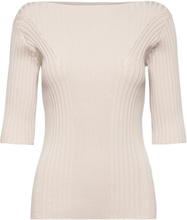 Iconic Rib 1/2 Sleeve Sweater Tops Knitwear Jumpers Beige Calvin Klein