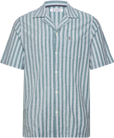 Prm Ss Camp Birdseye Tops Shirts Short-sleeved Blue Original Penguin