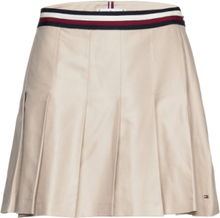 Global Stp Pleated Short Skirt Kort Nederdel Beige Tommy Hilfiger