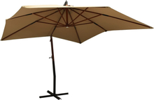 vidaXL Frihängande parasoll med trästång 300 cm taupe
