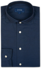 ETON Contemporary Cotton And Silk Shirt Navy