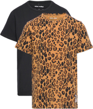 Basic Leopard Ss Tee 2-Pack Tops T-shirts Short-sleeved Black Mini Rodini