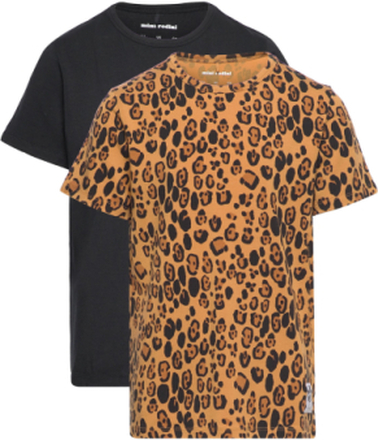 Basic Leopard Ss Tee 2-Pack T-shirts Short-sleeved Svart Mini Rodini*Betinget Tilbud