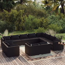vidaXL Loungegrupp för trädgården med dynor 10delar konstrotting svart