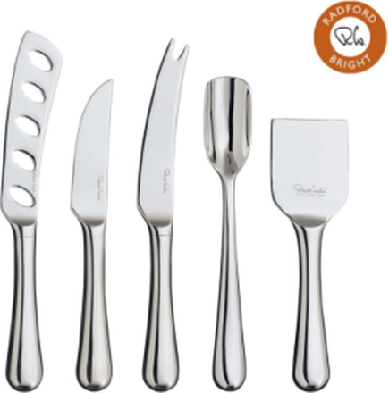 Radford Bright Gourmet Cheese Knife Set, 5 Piece Home Tableware Cutlery Cheese Knives Silver Robert Welch