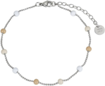 Globe Enamel Anklet Sand/Gold Accessories Jewellery Ankle Chain Sølv Bud To Rose*Betinget Tilbud