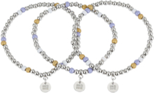 Globe Enamel 3-Pack Bracelet Lt.blue/Silver Accessories Jewellery Bracelets Chain Bracelets Sølv Bud To Rose*Betinget Tilbud