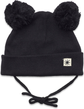 Cap Knitted Pom Pom Accessories Headwear Hats Baby Hats Svart Lindex*Betinget Tilbud