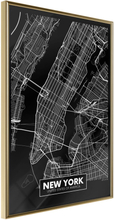 Plakat - City Map: New York (Dark) - 40 x 60 cm - Guldramme