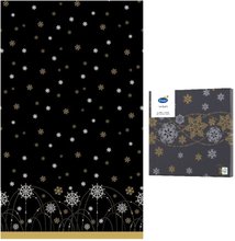 Kerst thema tafellaken/tafelkleed zwart/zilver/goud 138 x 220 cm met 20x stuks bijpassende servetten
