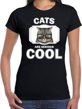 Dieren coole poes t-shirt zwart dames - cats are cool shirt