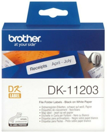 Etiketter Brother DK11203 Svart/Vit Vit