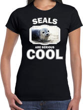 Dieren grijze zeehond t-shirt zwart dames - seals are cool shirt