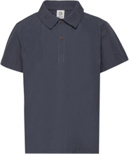 Poplin S/S Shirt Tops T-shirts Polo Shirts Short-sleeved Polo Shirts Navy Müsli By Green Cotton