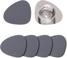 "4-Set Glasbrikker Curve - 2-Sidet Home Tableware Dining & Table Accessories Coasters Grey LIND DNA"